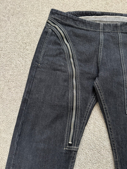 FW15 Rick Owens DRKSHDW Black Selvedge Aircut Denim Jeans