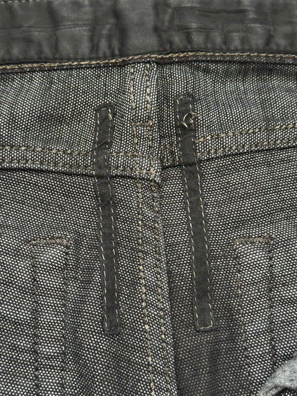 FW07 Rick Owens DRKSHDW Black Waxed Bootcut Flare Denim Jeans