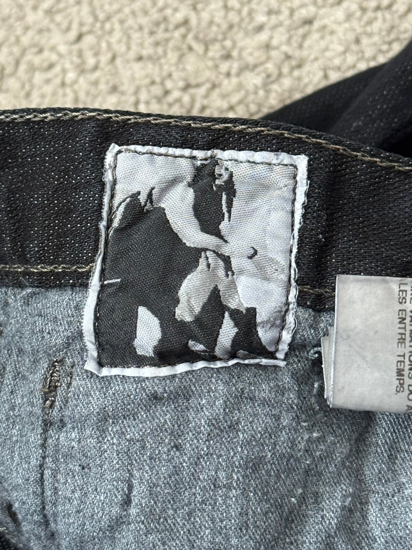 FW07 Rick Owens DRKSHDW Black Waxed Bootcut Flare Denim Jeans