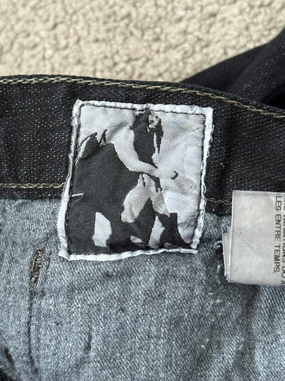 FW07 Rick Owens DRKSHDW Black Waxed Bootcut Flare Denim Jeans