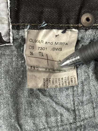 FW07 Rick Owens DRKSHDW Black Waxed Bootcut Flare Denim Jeans
