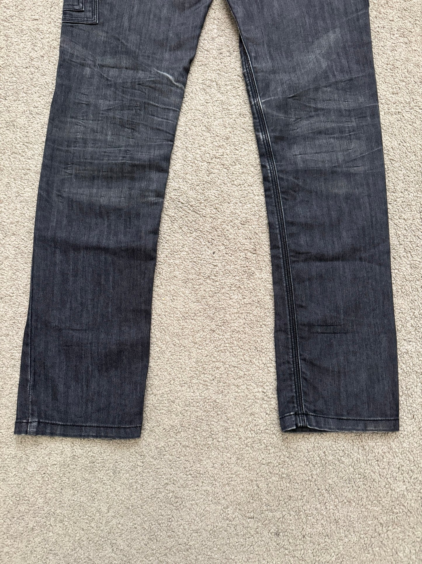 Neil Barrett Side Zipper Pocket Faded Black Denim Jeans