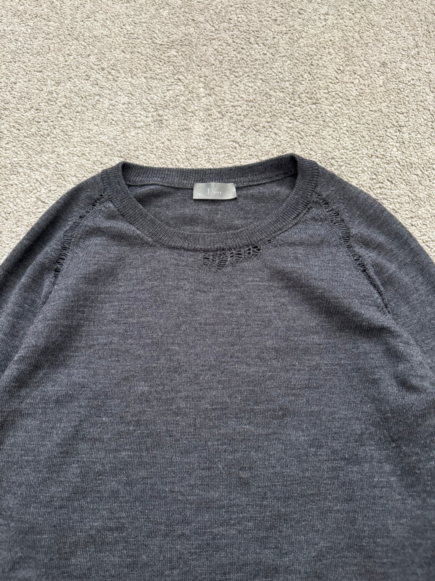 AW07 Dior Homme by Hedi Slimane "Navigate" Distressed Wool Sweater
