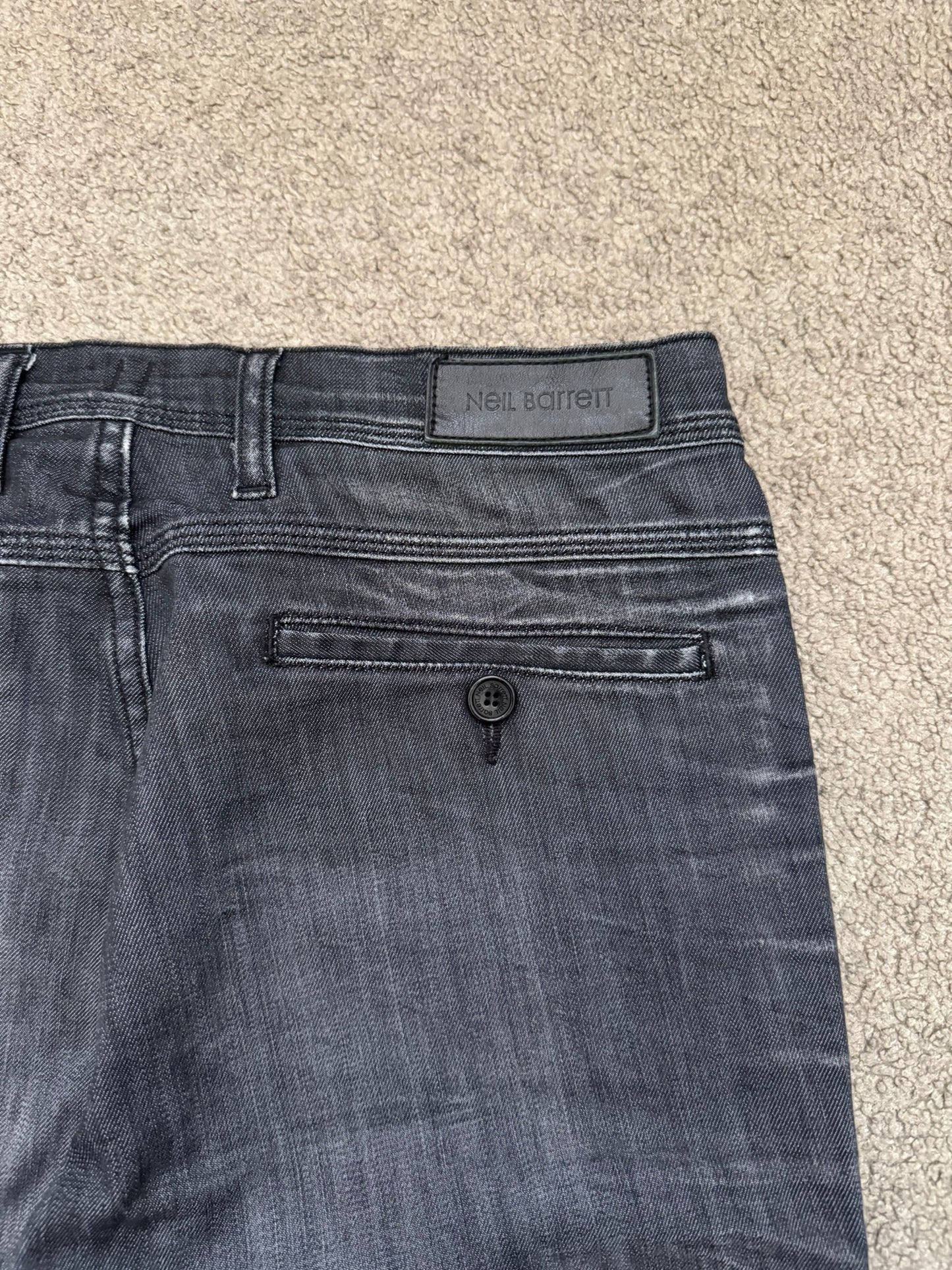 Neil Barrett Side Zipper Pocket Faded Black Denim Jeans