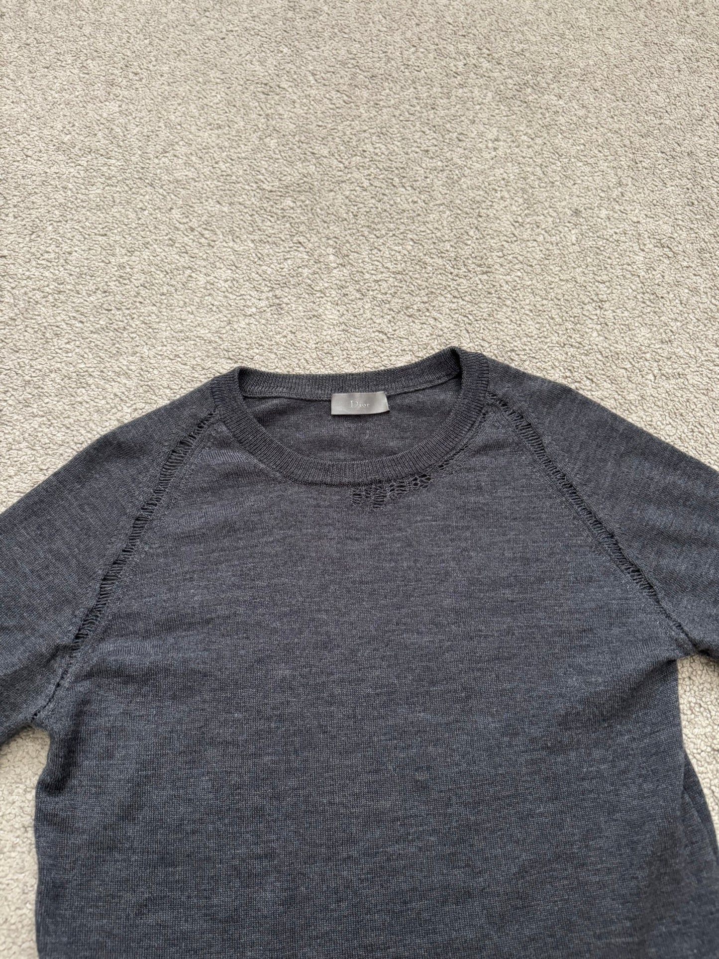 AW07 Dior Homme by Hedi Slimane "Navigate" Distressed Wool Sweater