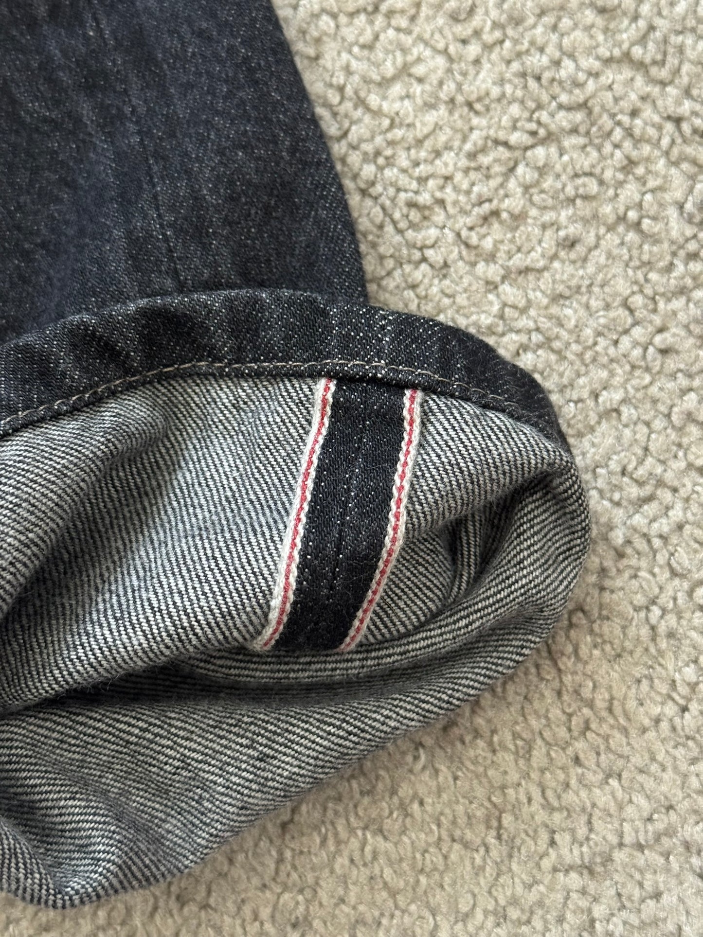 FW15 Rick Owens DRKSHDW Black Selvedge Aircut Denim Jeans