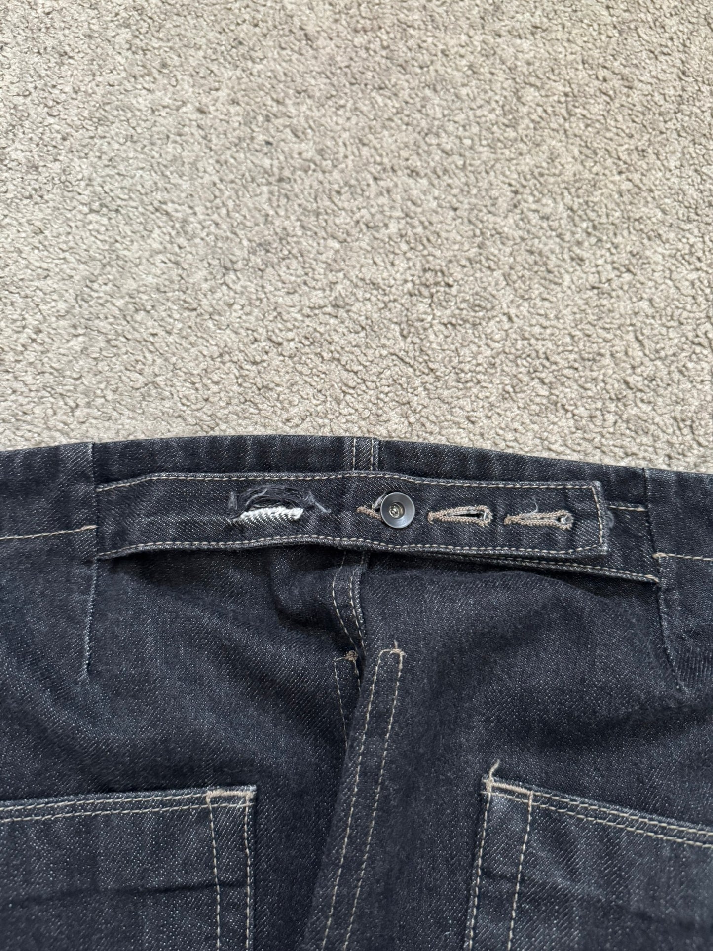 FW15 Rick Owens DRKSHDW Black Selvedge Aircut Denim Jeans