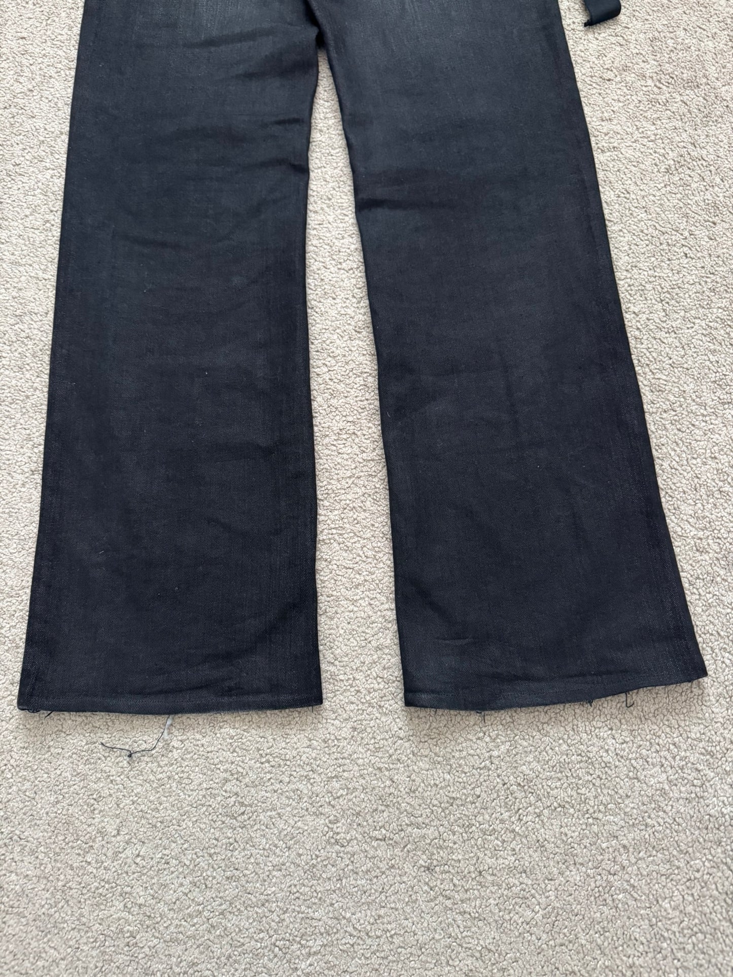 FW07 Rick Owens DRKSHDW Black Waxed Bootcut Flare Denim Jeans
