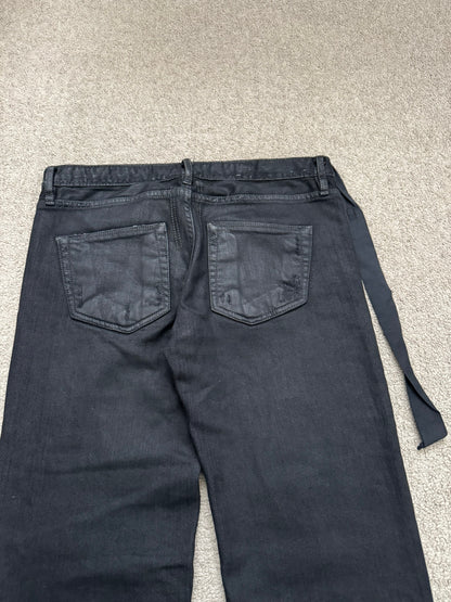 FW07 Rick Owens DRKSHDW Black Waxed Bootcut Flare Denim Jeans