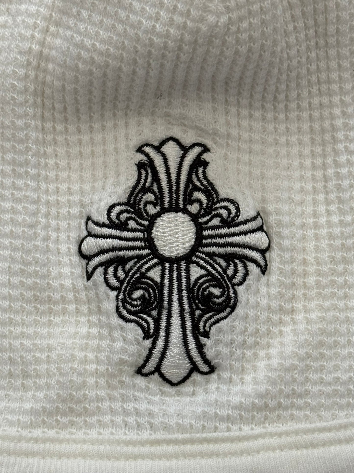 Vintage Chrome Hearts Vine Cross Logo White Thermal Beanie
