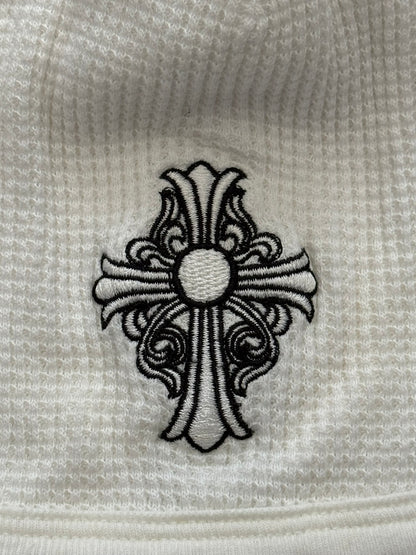 Vintage Chrome Hearts Vine Cross Logo White Thermal Beanie