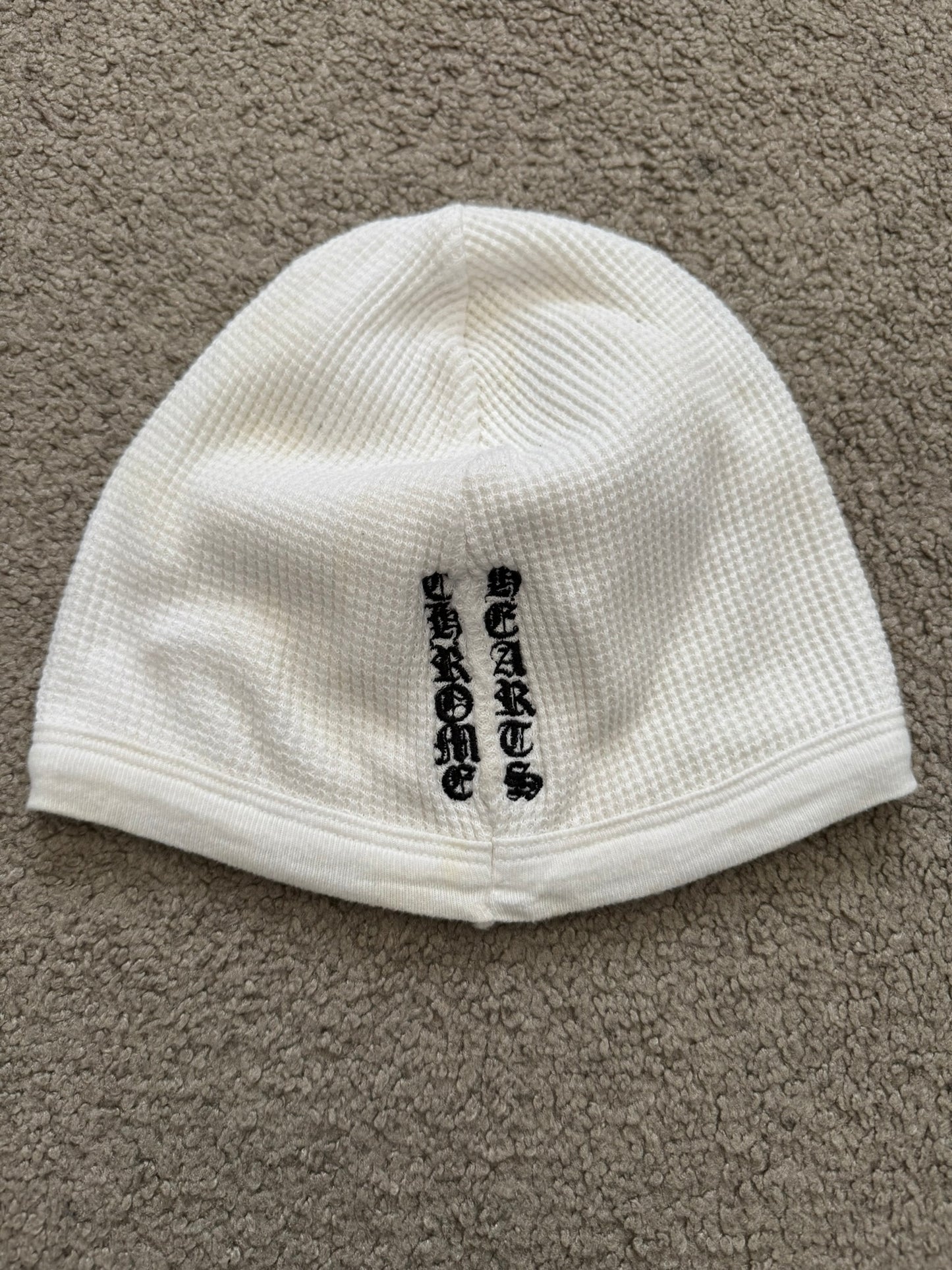 Vintage Chrome Hearts Vine Cross Logo White Thermal Beanie