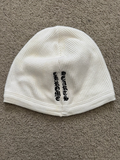 Vintage Chrome Hearts Vine Cross Logo White Thermal Beanie