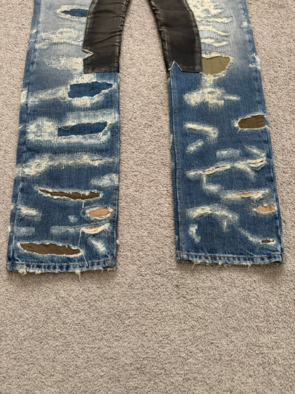 FW22 Givenchy Boro Repaired Distressed Moleskin Patch Denim Jeans