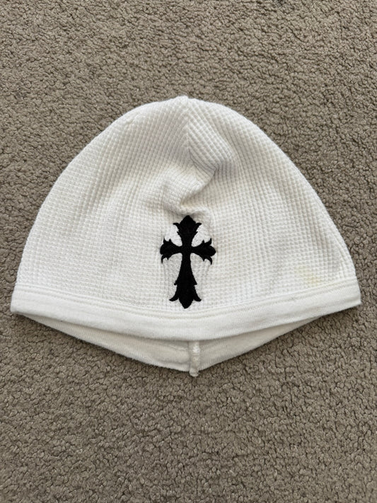 Vintage Chrome Hearts Cross Logo White Thermal Beanie