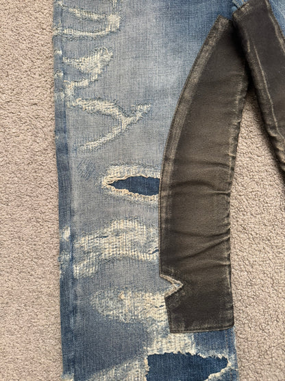 FW22 Givenchy Boro Repaired Distressed Moleskin Patch Denim Jeans