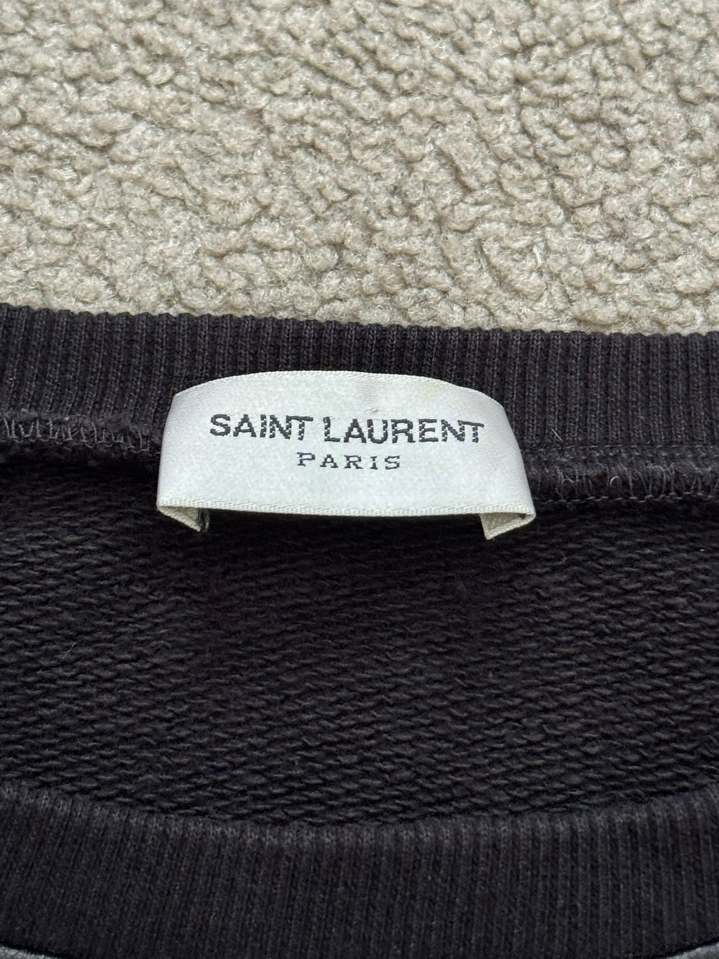 SS14 Saint Laurent by Hedi Slimane Leather Paneled Sweatshirt