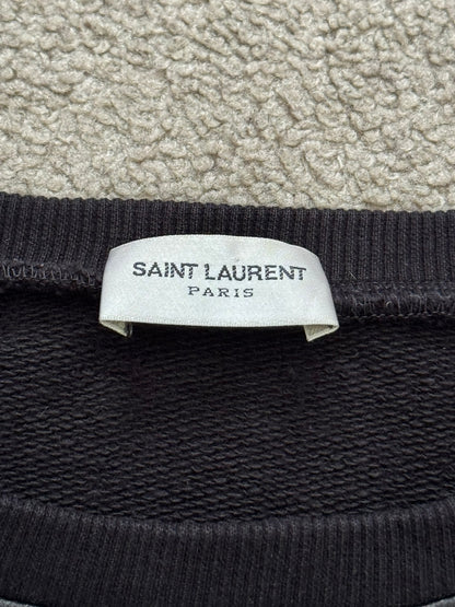 SS14 Saint Laurent by Hedi Slimane Leather Paneled Sweatshirt