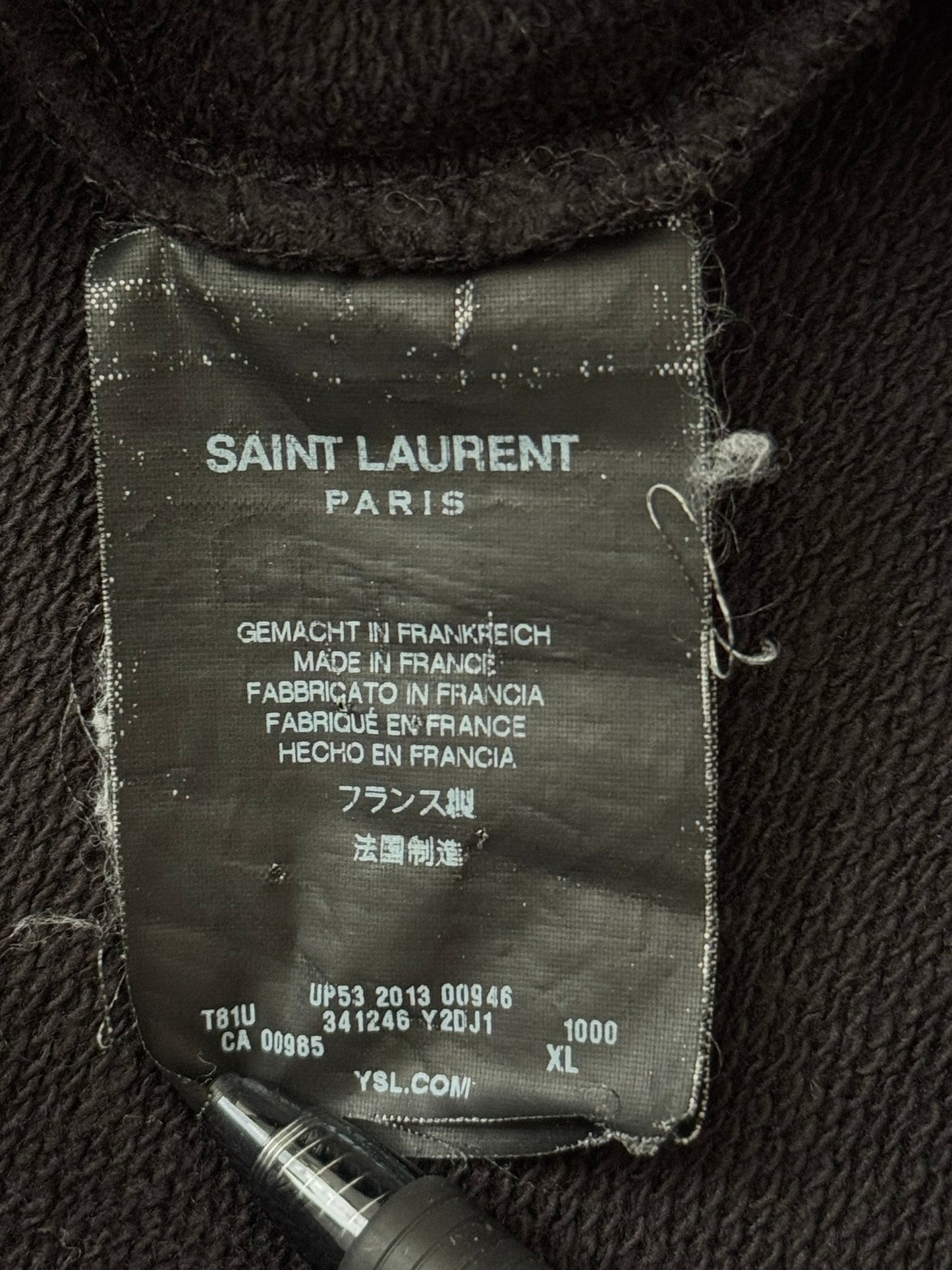SS14 Saint Laurent by Hedi Slimane Leather Paneled Sweatshirt