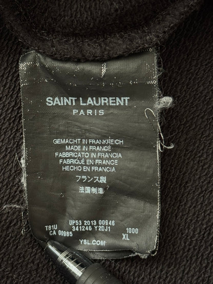 SS14 Saint Laurent by Hedi Slimane Leather Paneled Sweatshirt
