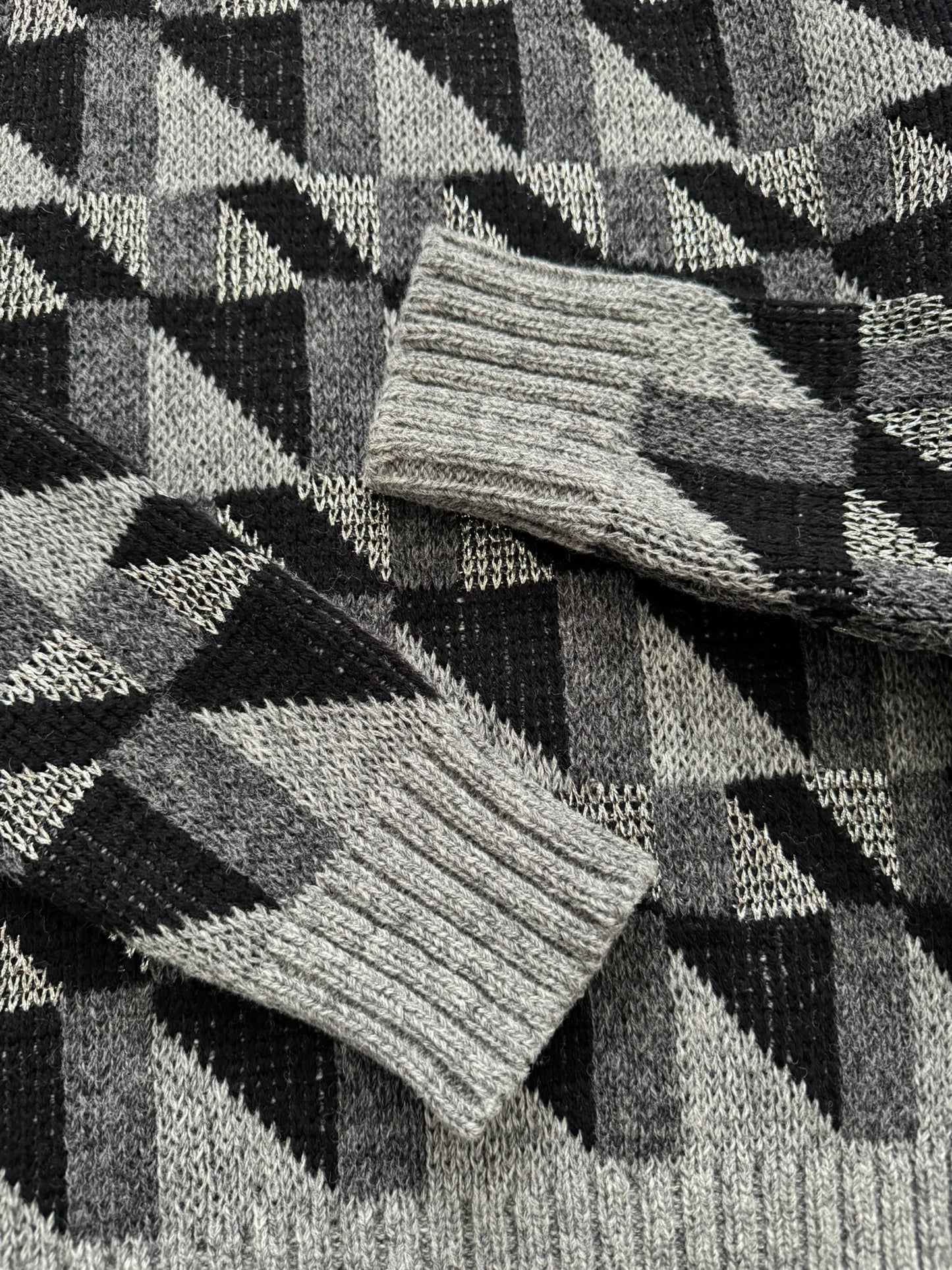 FW15 Saint Laurent by Hedi Slimane Silver Geometric Sweater