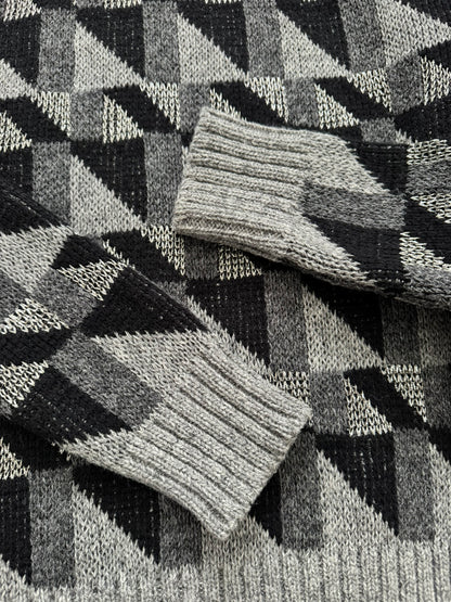 FW15 Saint Laurent by Hedi Slimane Silver Geometric Sweater