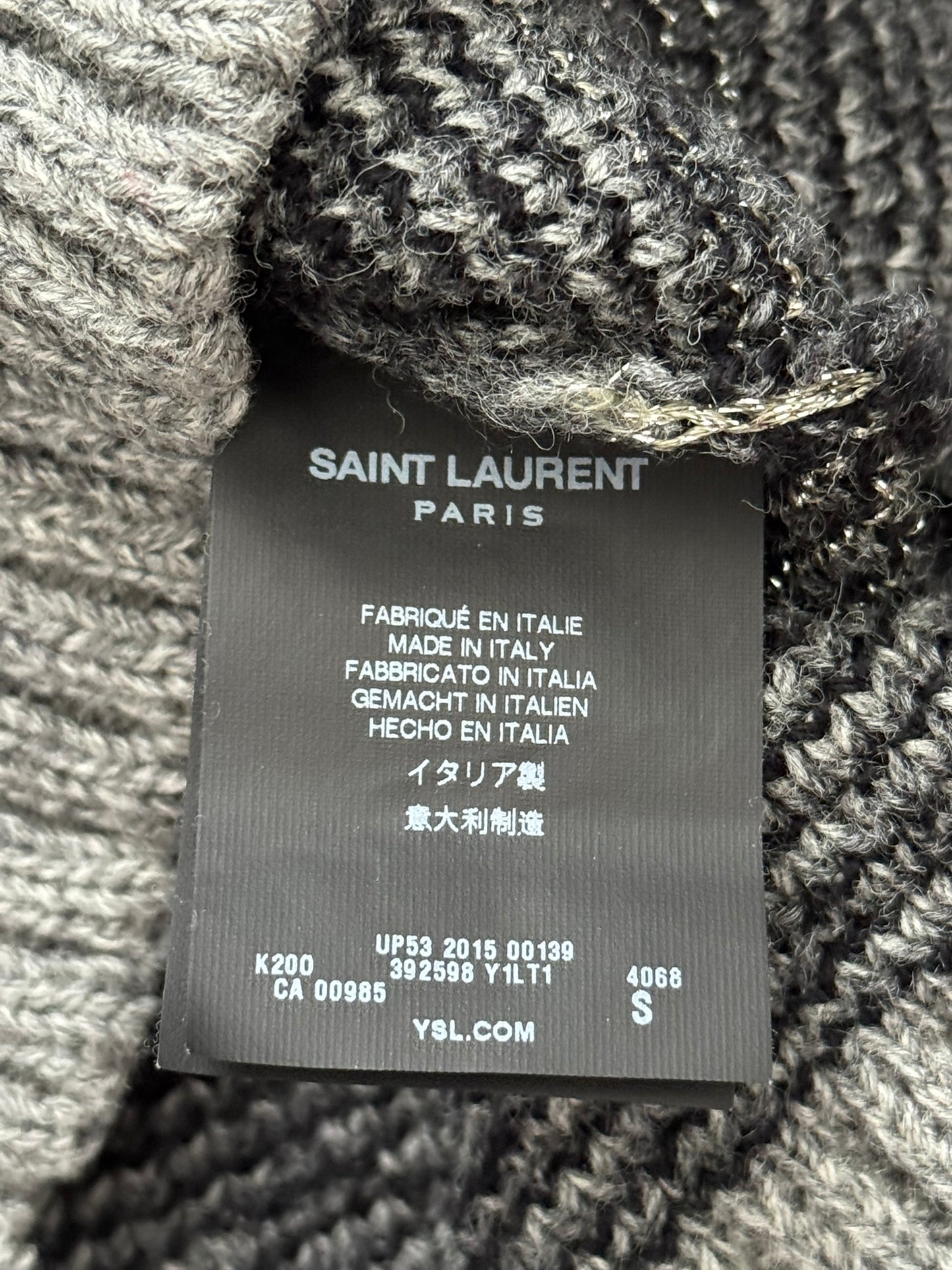 FW15 Saint Laurent by Hedi Slimane Silver Geometric Sweater