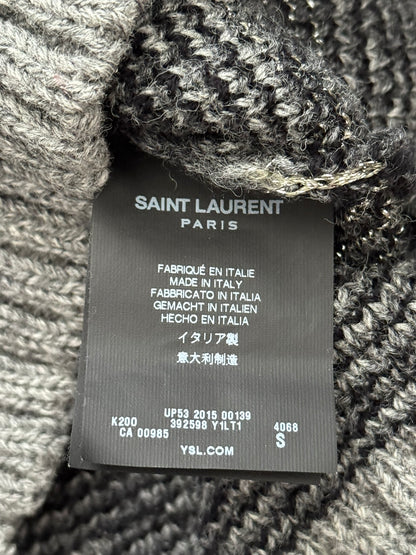 FW15 Saint Laurent by Hedi Slimane Silver Geometric Sweater