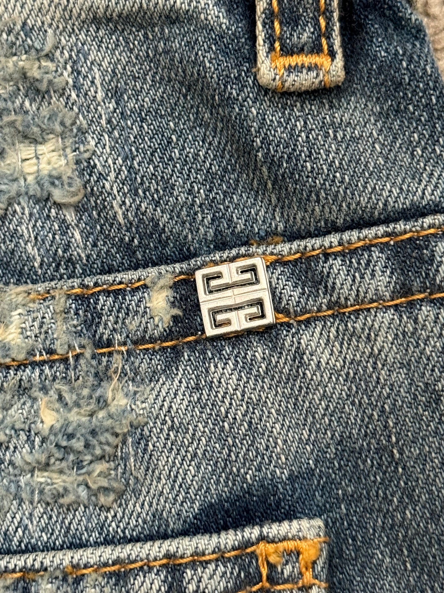 FW22 Givenchy Boro Repaired Distressed Moleskin Patch Denim Jeans