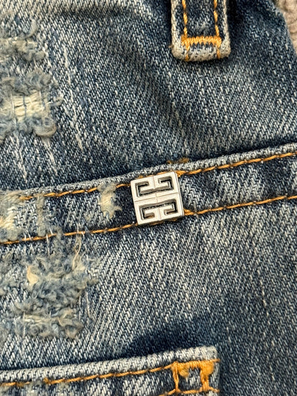 FW22 Givenchy Boro Repaired Distressed Moleskin Patch Denim Jeans
