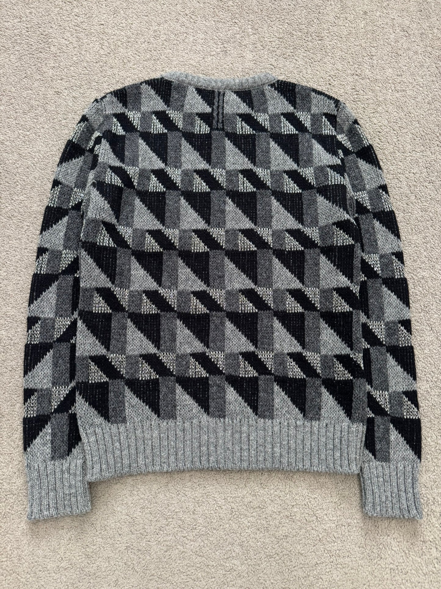 FW15 Saint Laurent by Hedi Slimane Silver Geometric Sweater