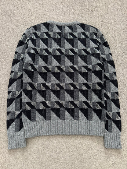 FW15 Saint Laurent by Hedi Slimane Silver Geometric Sweater