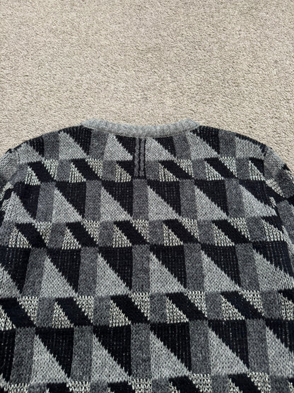 FW15 Saint Laurent by Hedi Slimane Silver Geometric Sweater