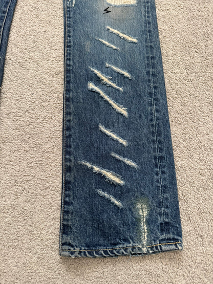 SS05 Undercover "But Beautiful" 60 Distressed Patch Denim Jeans