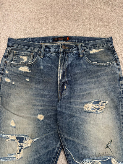 SS05 Undercover "But Beautiful" 60 Distressed Patch Denim Jeans