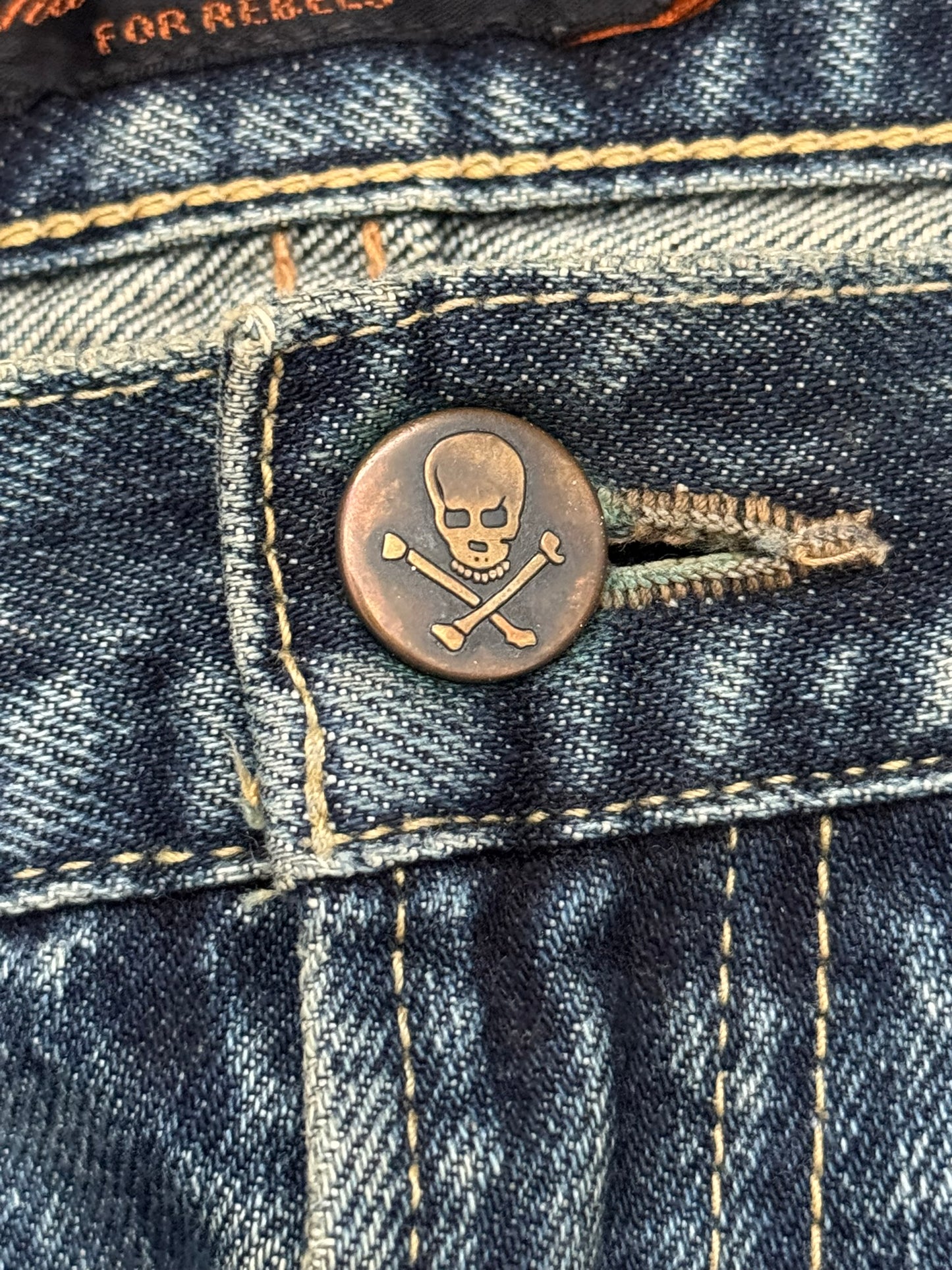 SS05 Undercover "But Beautiful" 60 Distressed Patch Denim Jeans