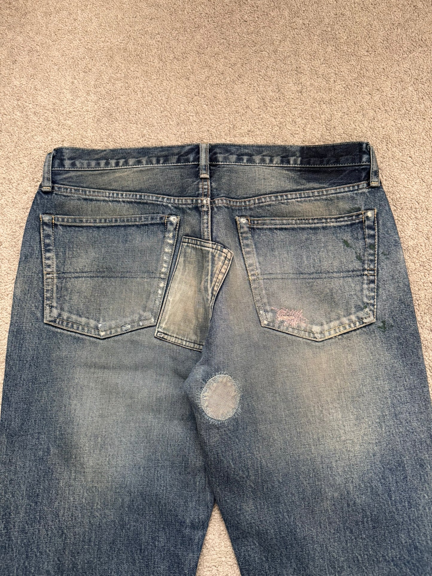 SS05 Undercover "But Beautiful" 60 Distressed Patch Denim Jeans