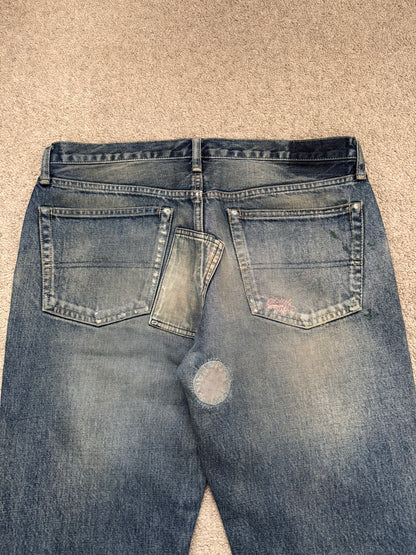 SS05 Undercover "But Beautiful" 60 Distressed Patch Denim Jeans