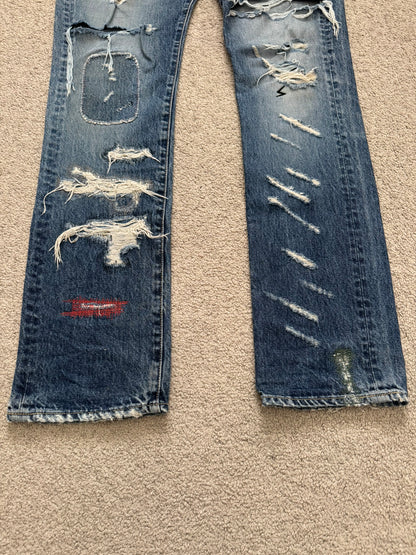 SS05 Undercover "But Beautiful" 60 Distressed Patch Denim Jeans