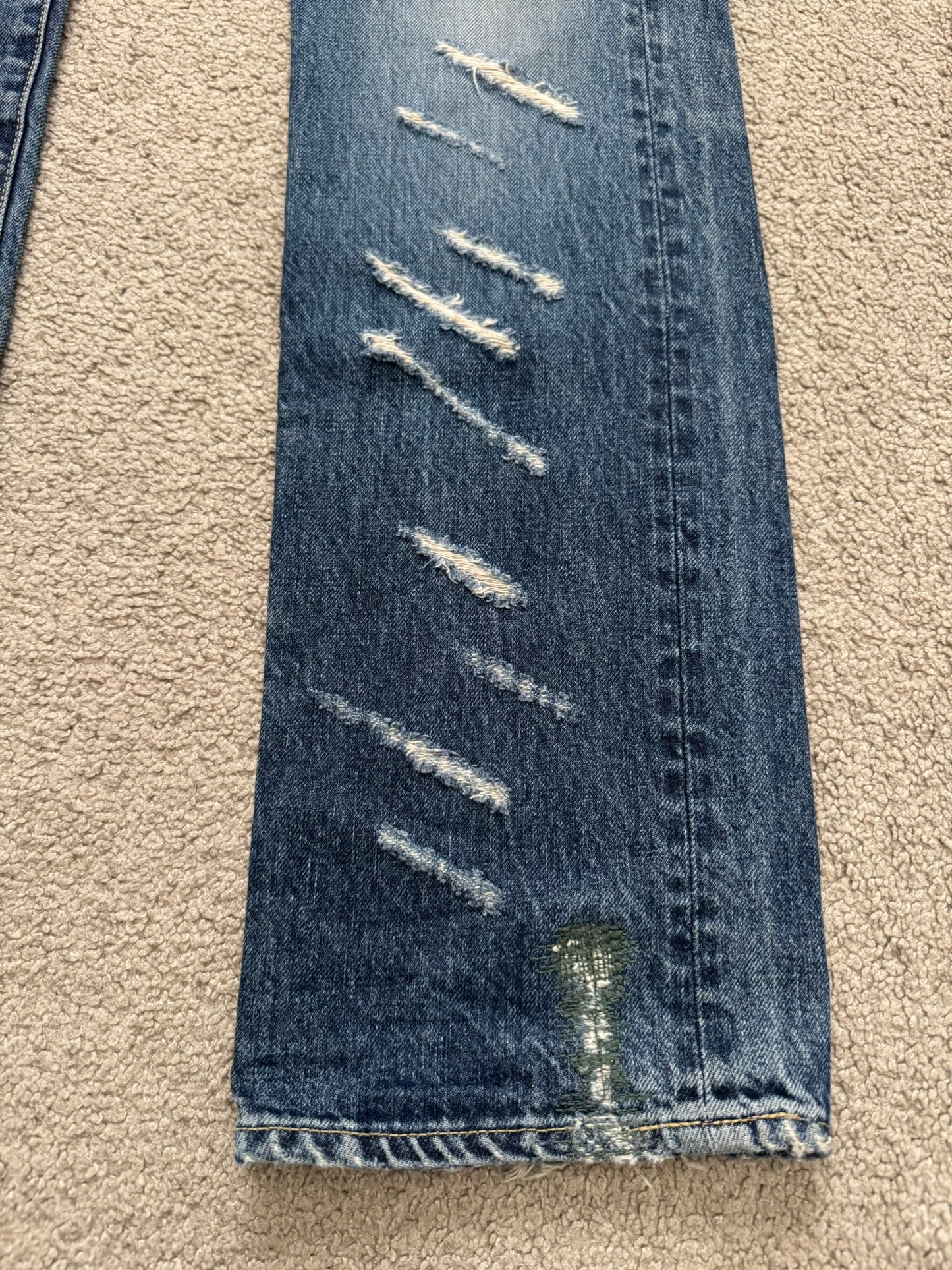 SS05 Undercover "But Beautiful" 60 Distressed Patch Denim Jeans