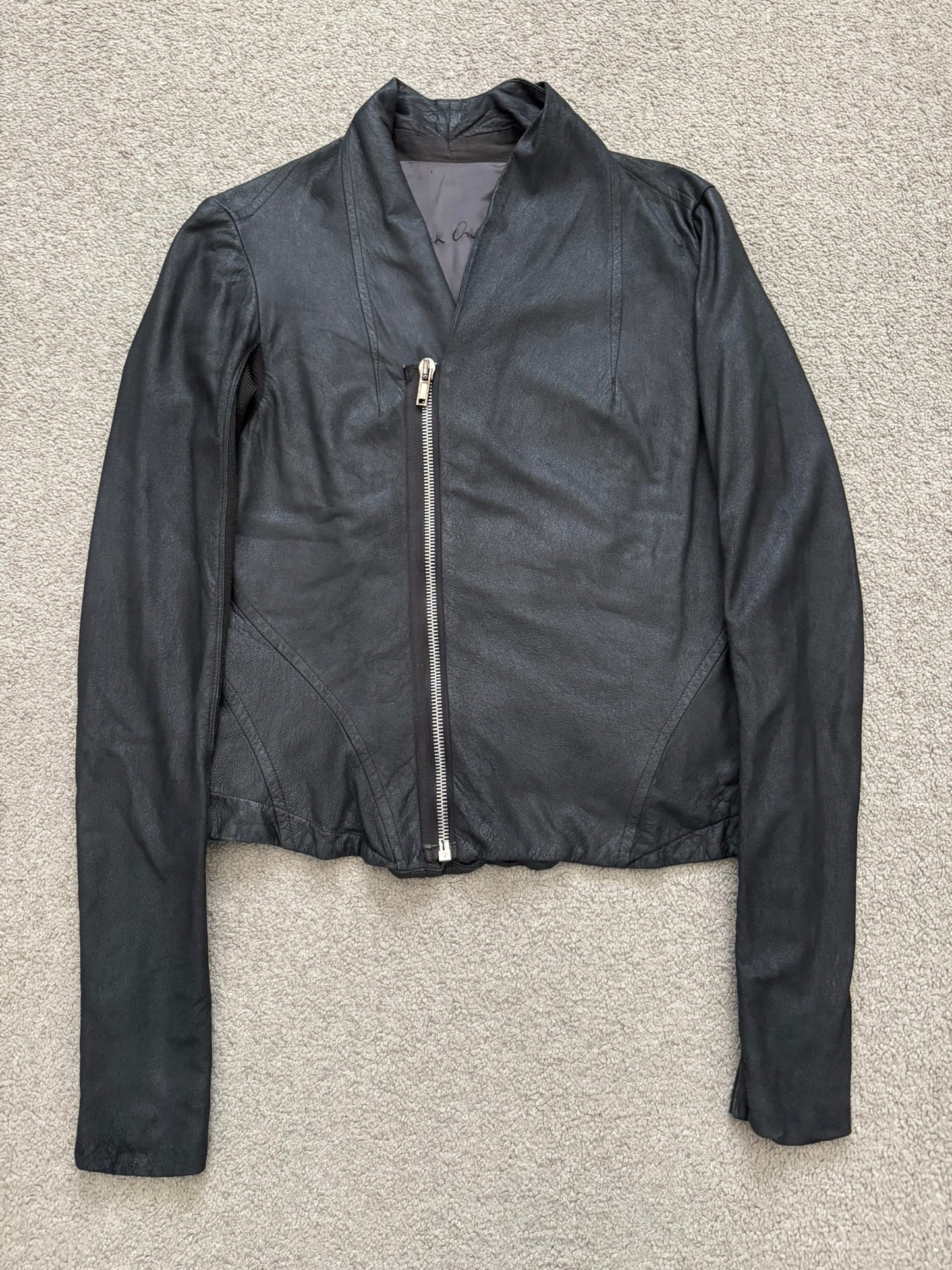 Rick Owens Mainline Lamb Leather Cropped Kimono Jacket