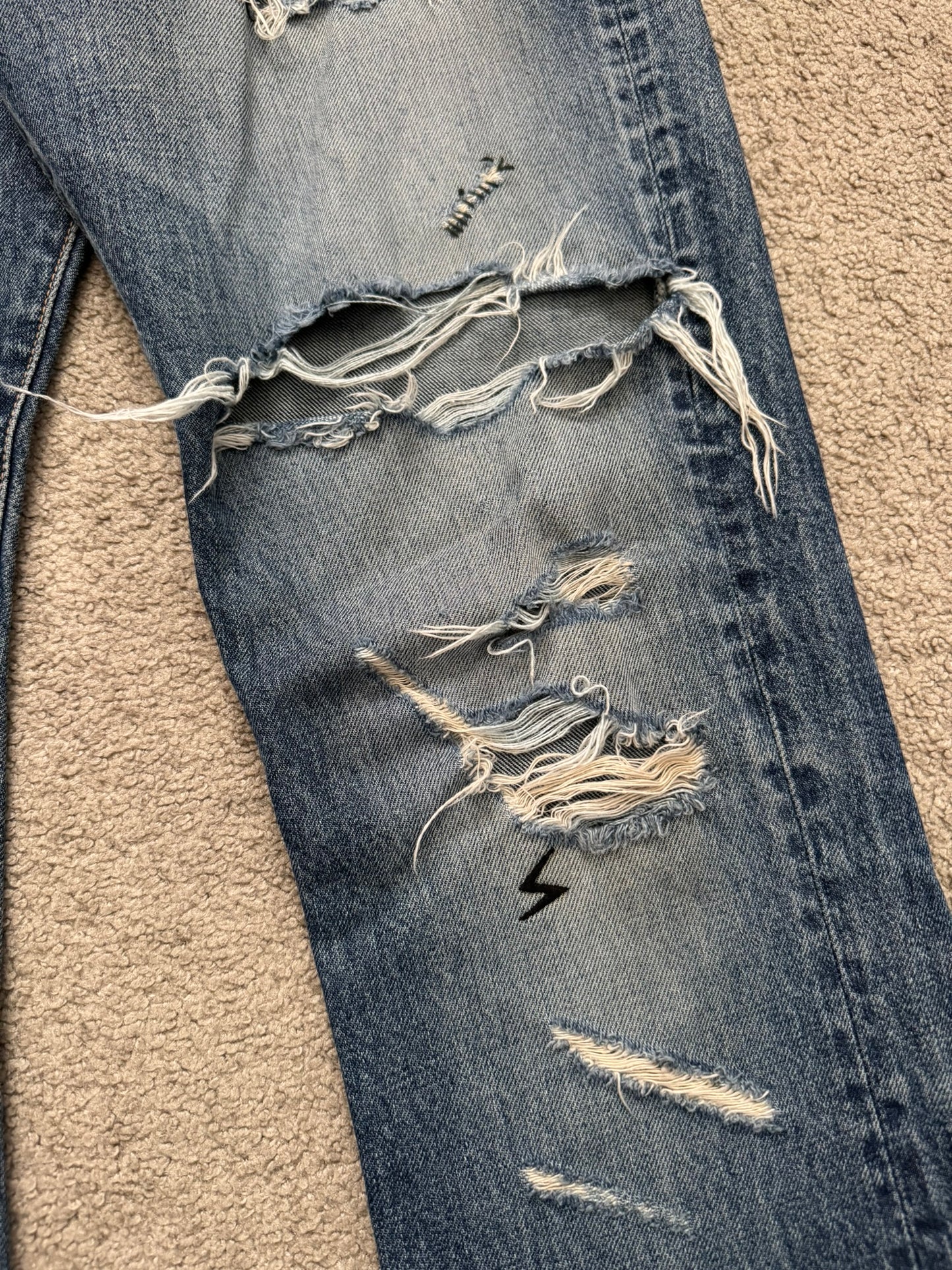 SS05 Undercover "But Beautiful" 60 Distressed Patch Denim Jeans