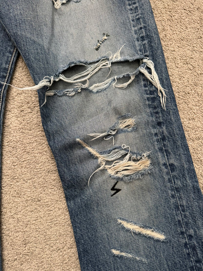 SS05 Undercover "But Beautiful" 60 Distressed Patch Denim Jeans