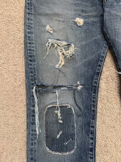 SS05 Undercover "But Beautiful" 60 Distressed Patch Denim Jeans
