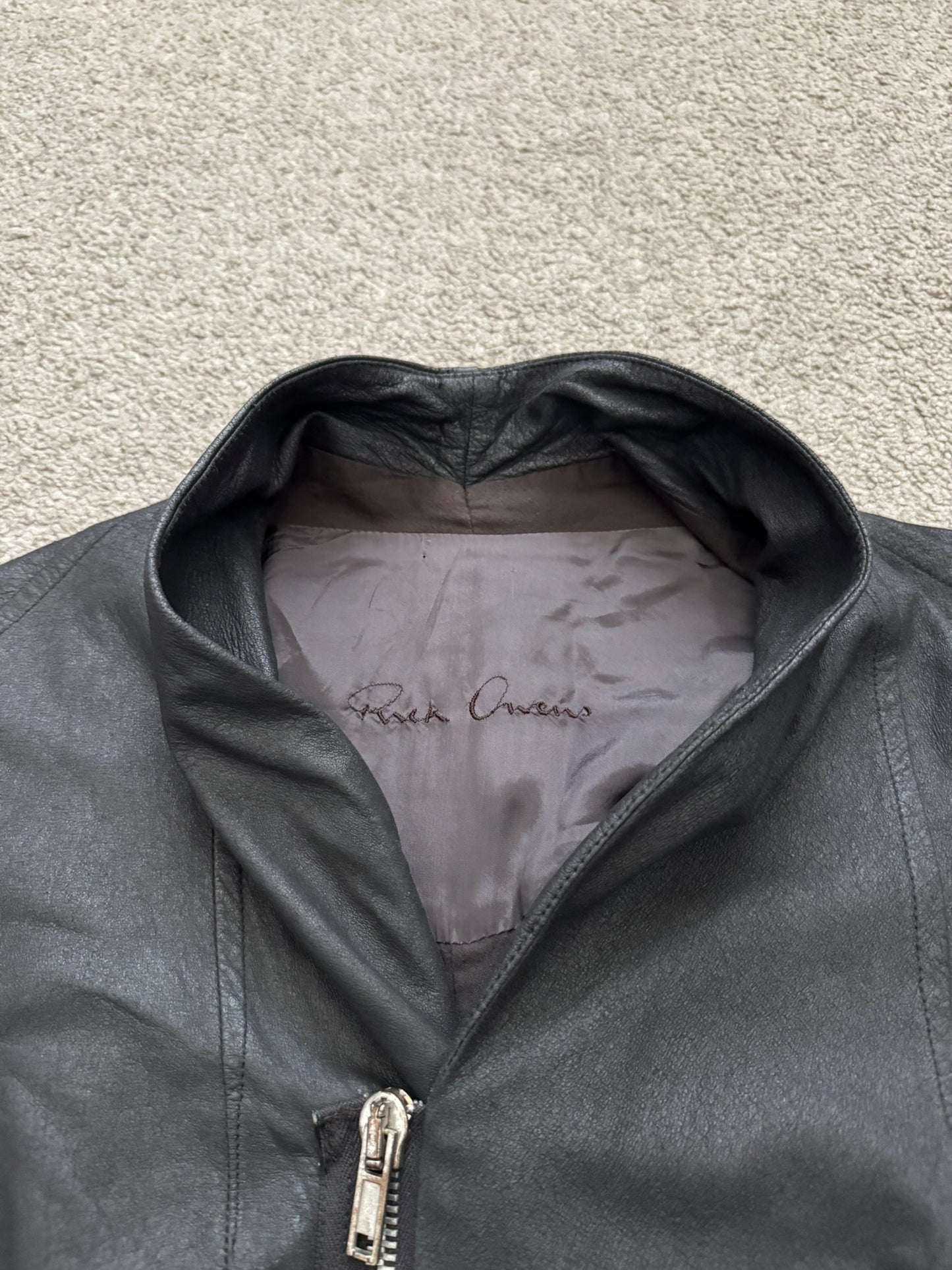 Rick Owens Mainline Lamb Leather Cropped Kimono Jacket