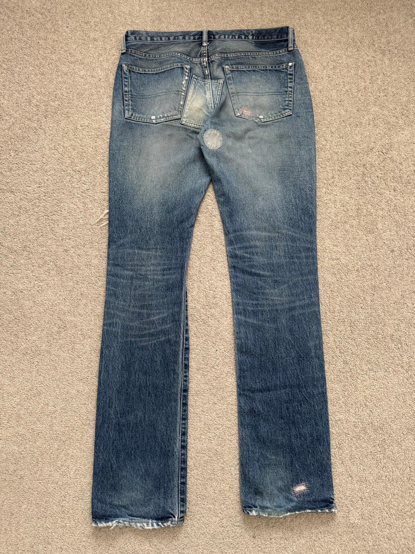 SS05 Undercover "But Beautiful" 60 Distressed Patch Denim Jeans