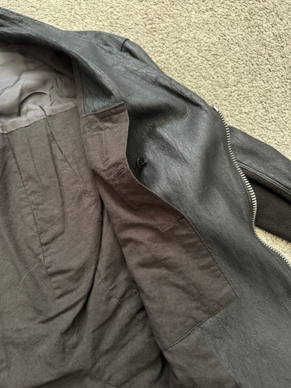 Rick Owens Mainline Lamb Leather Cropped Kimono Jacket