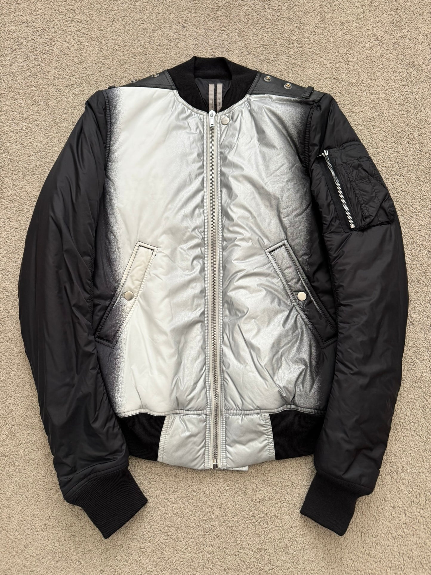 FW19 Rick Owens Mainline "Larry" Hybrid Gradient Bomber Jacket
