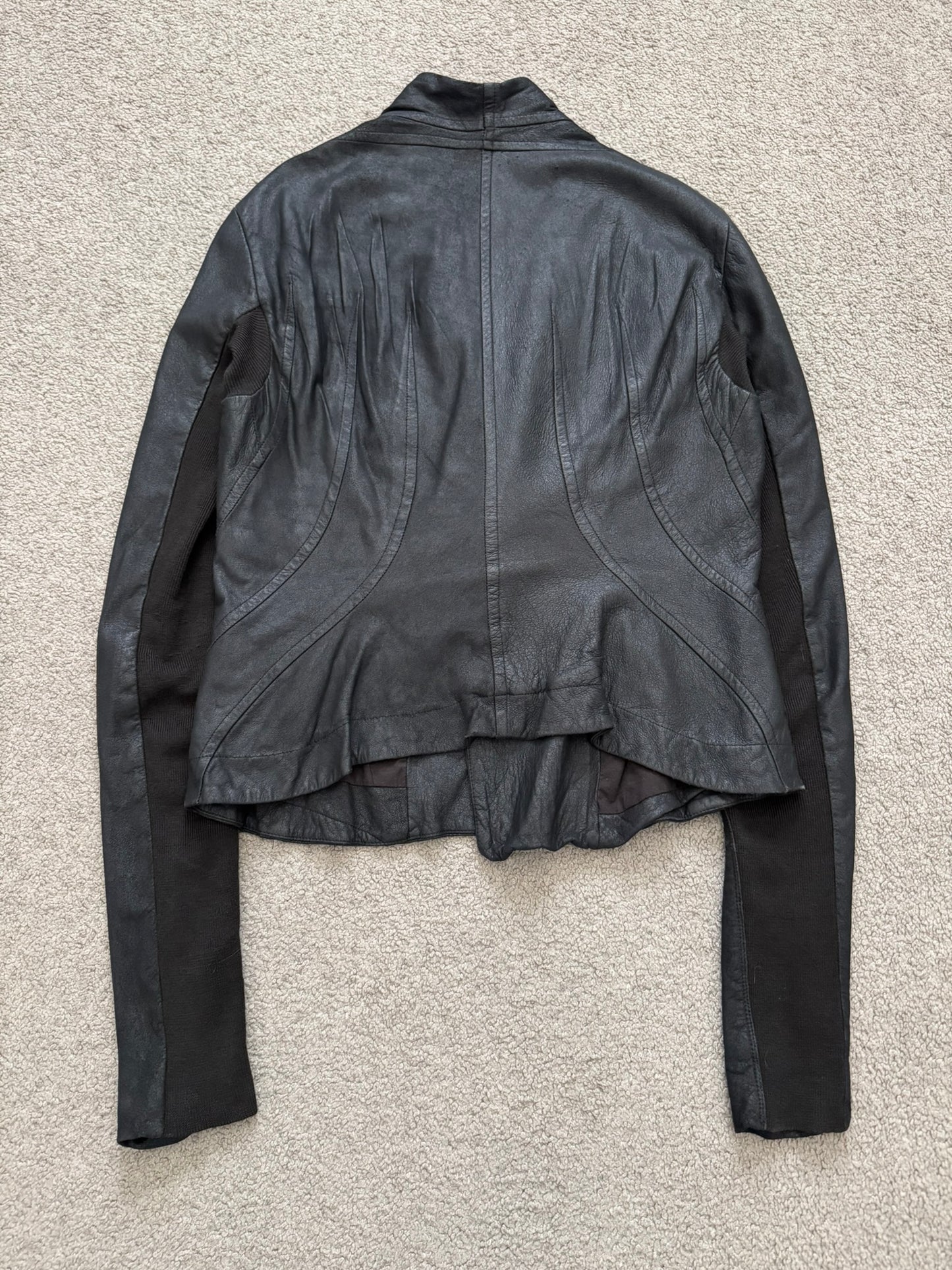 Rick Owens Mainline Lamb Leather Cropped Kimono Jacket