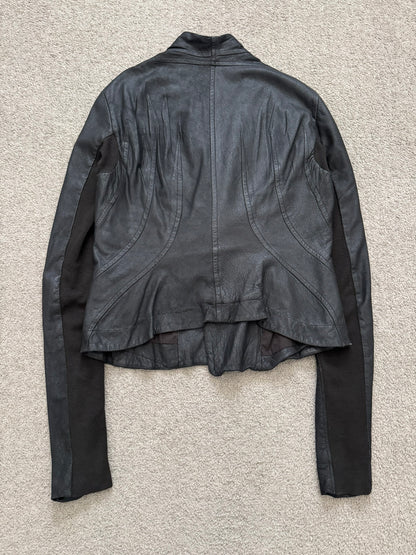 Rick Owens Mainline Lamb Leather Cropped Kimono Jacket